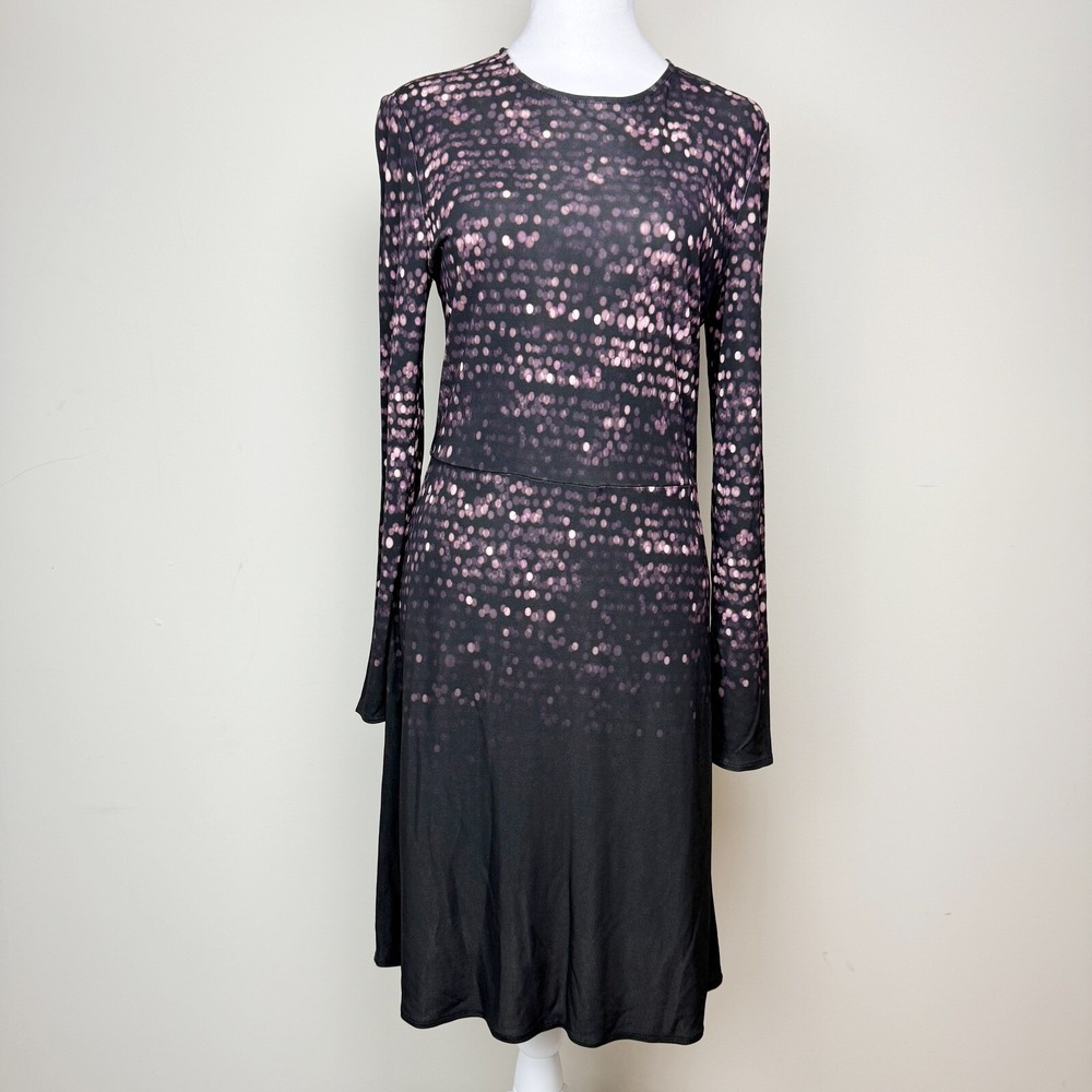 Tory Burch Round Neck Shift Knee Length‎ Dress Size SMALL Womens Black Purple